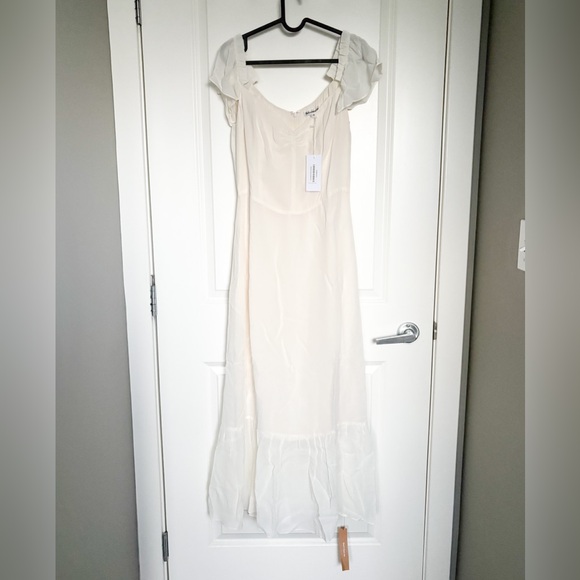 NEW NWT Reformation Butterfly Dress Ivory Off-Shoulder Midi Size 10 NWT - Picture 7 of 11